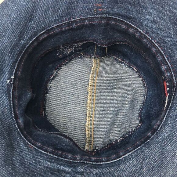 Handmade 90’s Tommy Jeans Repurposed Denim Bucket Hat Large Logo - Picture 9 of 9